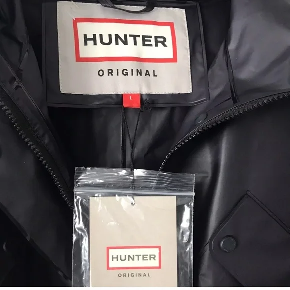 Hunter Original Hero Vinyl Waterproof Cropped Smock Navy Women’s SZ L NWT $180 - Picture 6 of 13